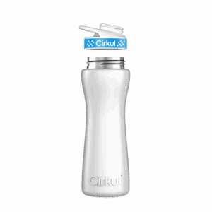 22oz. White Stainless Steel Bottle with Blue Comfort Grip Lid