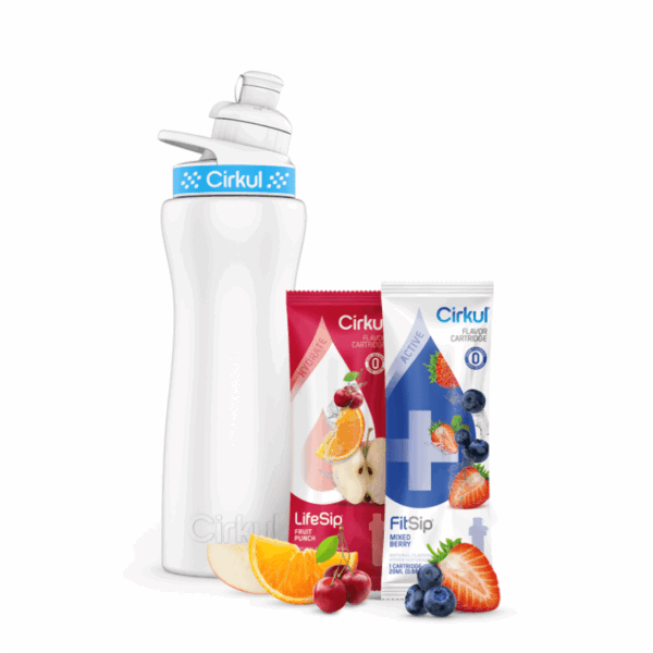 Starter Kit: 22oz. Stainless Steel Bottle. Lid. & 2 Cartridges