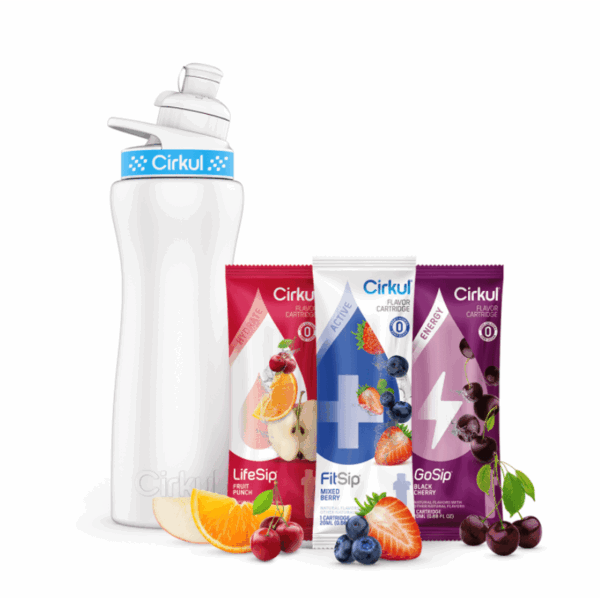 Starter Kit: 22oz. Stainless Steel Bottle. Lid. & 3 Cartridges