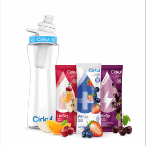 Starter Kit: 22oz. Plastic Bottle. Lid. & 3 Cartridges
